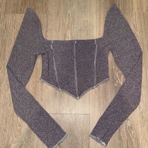 Lavender Knit Square-Neck Cropped Top